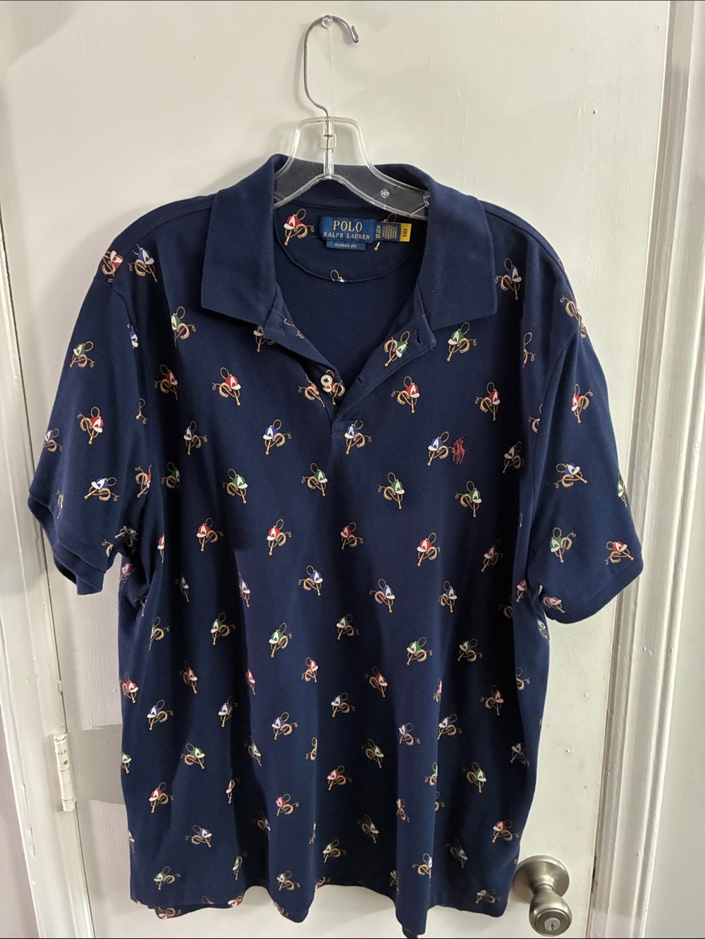 Polo by Ralph Lauren Navy Polo with Multi-Color Rider Embroidery